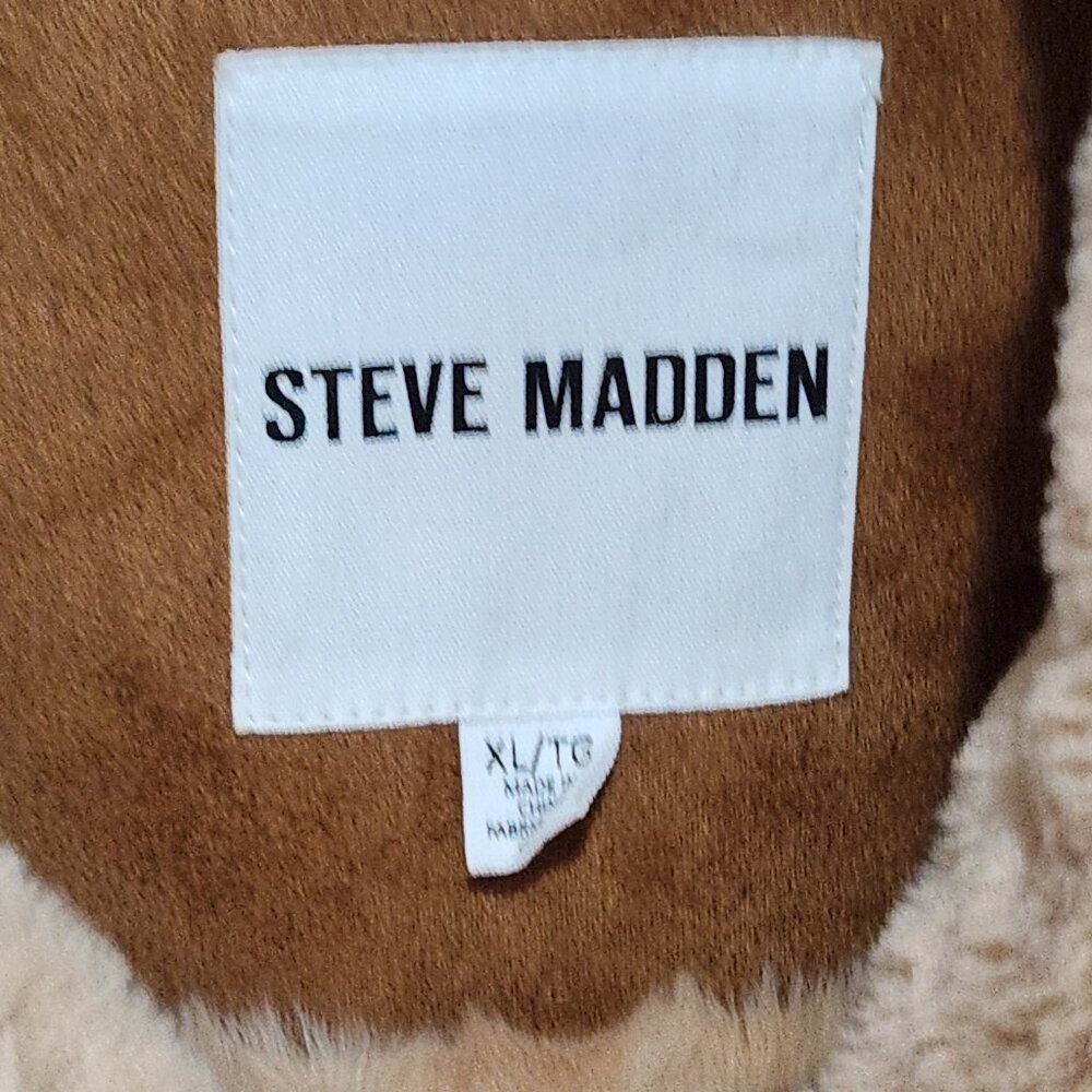 STEVE MADDEN Women's XL Cognac Faux Suede Shearling Heavyweight Peacoat Coat NEW - Picture 5 of 7
